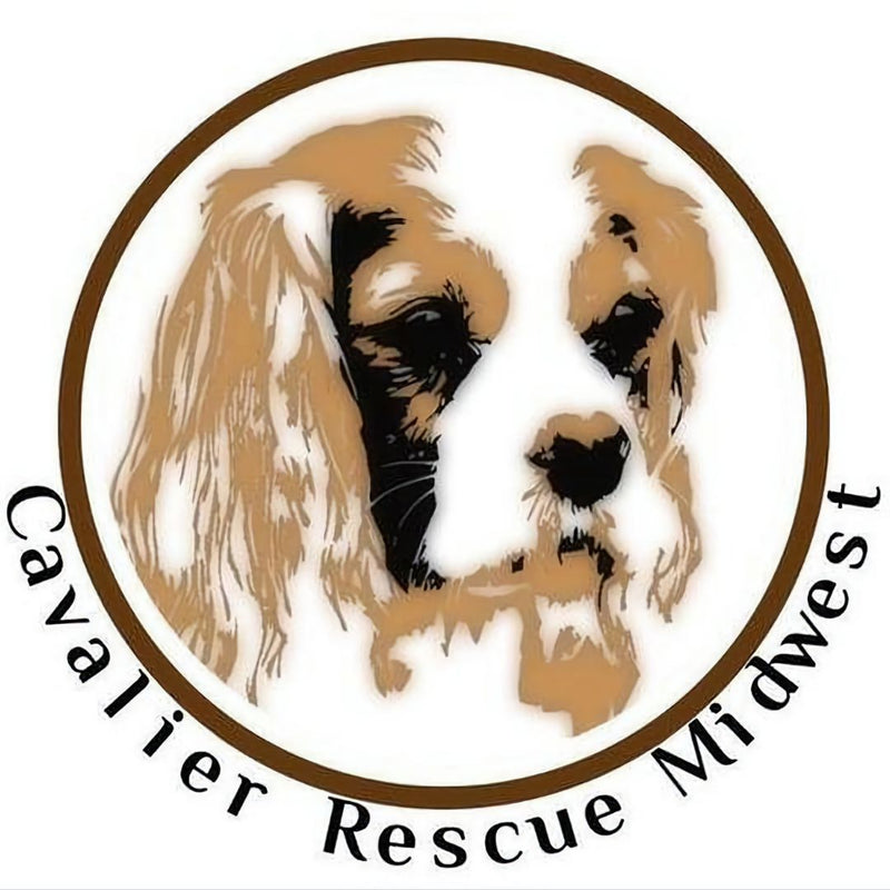 Logo of Cavalier Rescue Midwest featuring a dog's face in a circular design with text.