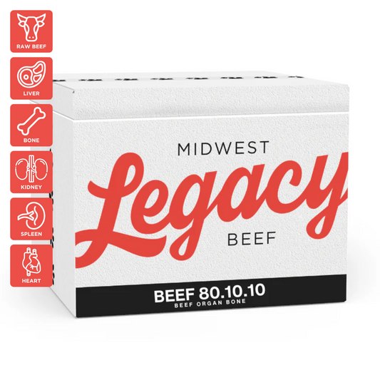 Box of Midwest Legacy Beef 80.10.10 Raw Dog Food