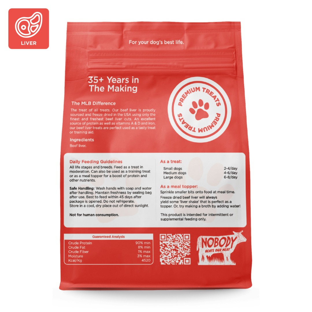 Red package of freeze dried raw dog food from Midwest Legacy Beef