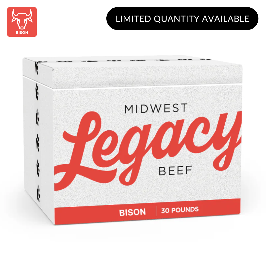 Raw Bison Dog Food 30lb box from Midwest Legacy Beef
