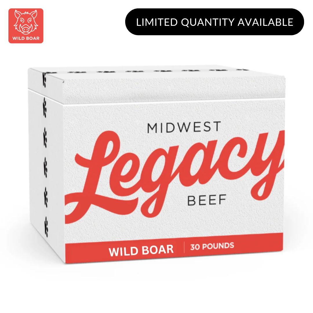 Wild Boar Raw Dog Food in 30lb box from Midwest Legacy Beef