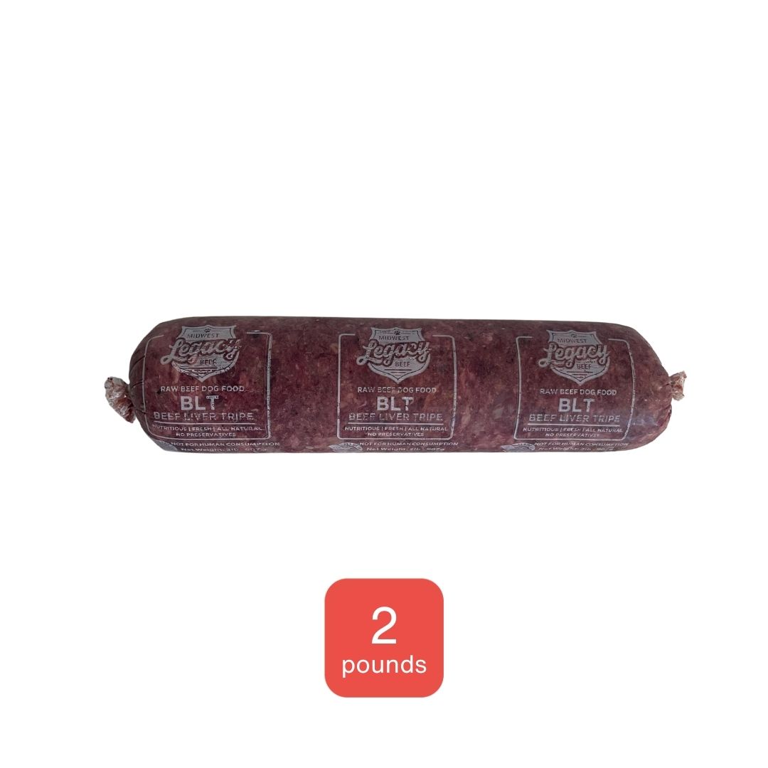 natural raw beef liver tripe natural dog food 2 pound tube on white background